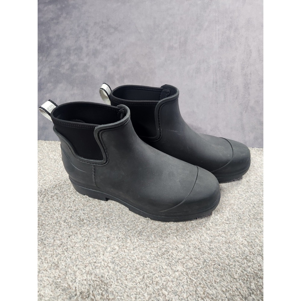 UGG Droplet Chelsea Womens US 11 Black Ankle Round Toe Waterproof Rain Boots